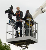 filmopnames vanuit hoogwerker